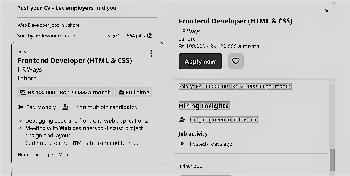 Front-end programmer (HTML & CSS)