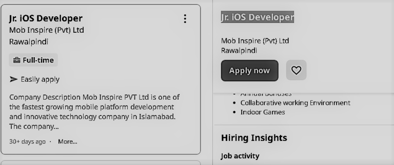 Jr. iOS Developer Mob Inspire (Pvt) Ltd