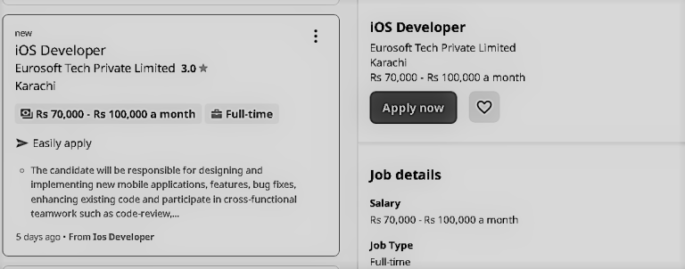 iOS Developer Eurosoft Tech Private Limited Karachi